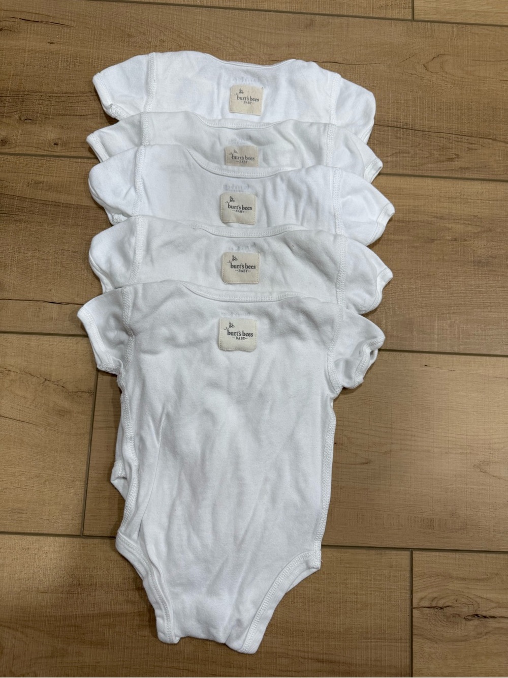 0-3 Burt's Bees White Baby Short-Sleeve Onesie Set